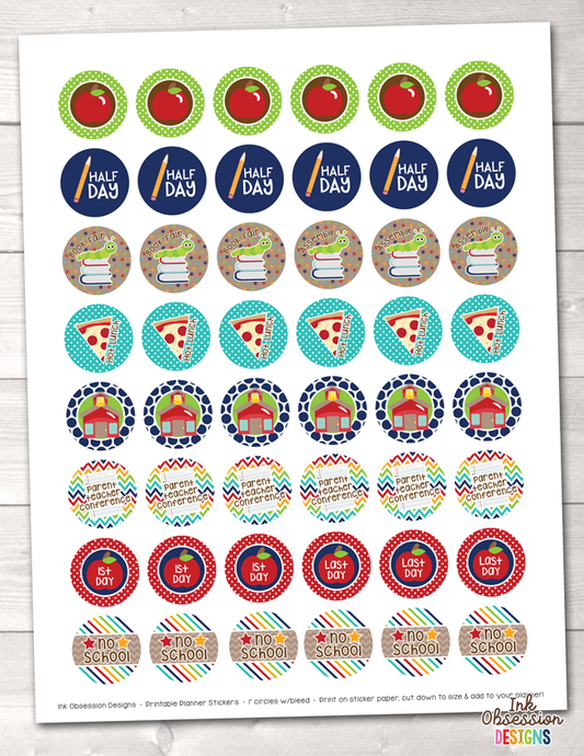 School Printable Planner Stickers