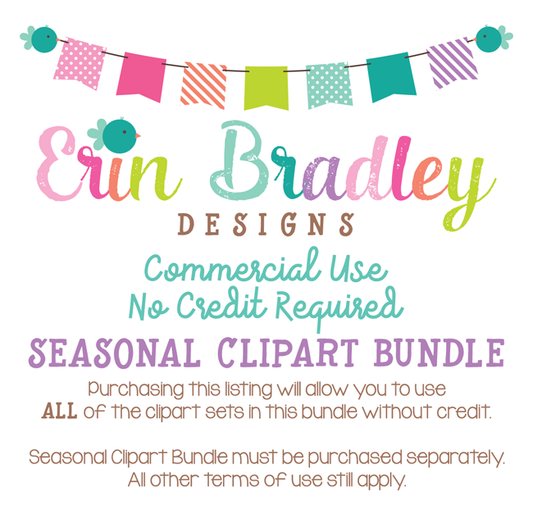 Commercial Use No Credit Required Seasonal Clipart Bundle