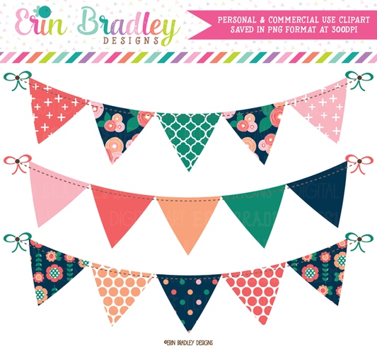 Spring Bloom Bunting Banner Flag Clipart