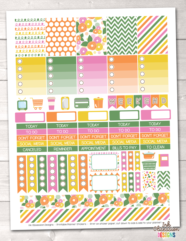 Spring Flowers Printable Planner Stickers Weekly Kit