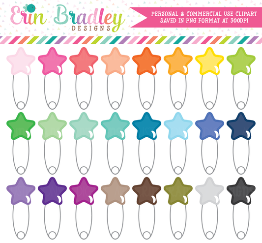Star Safety Pin Clipart Graphics