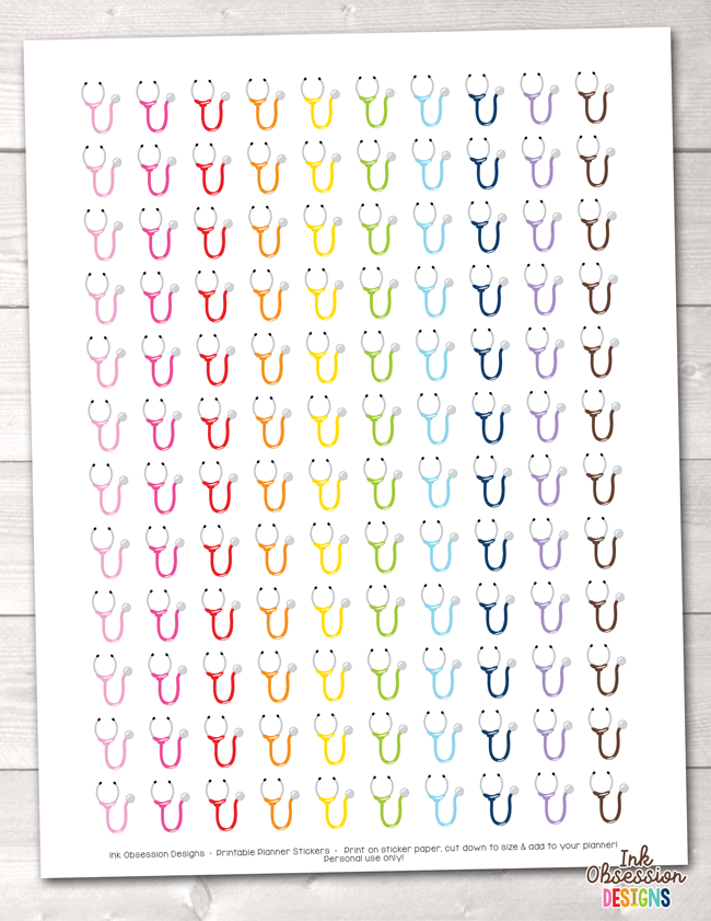 Stethoscope Printable Planner Stickers