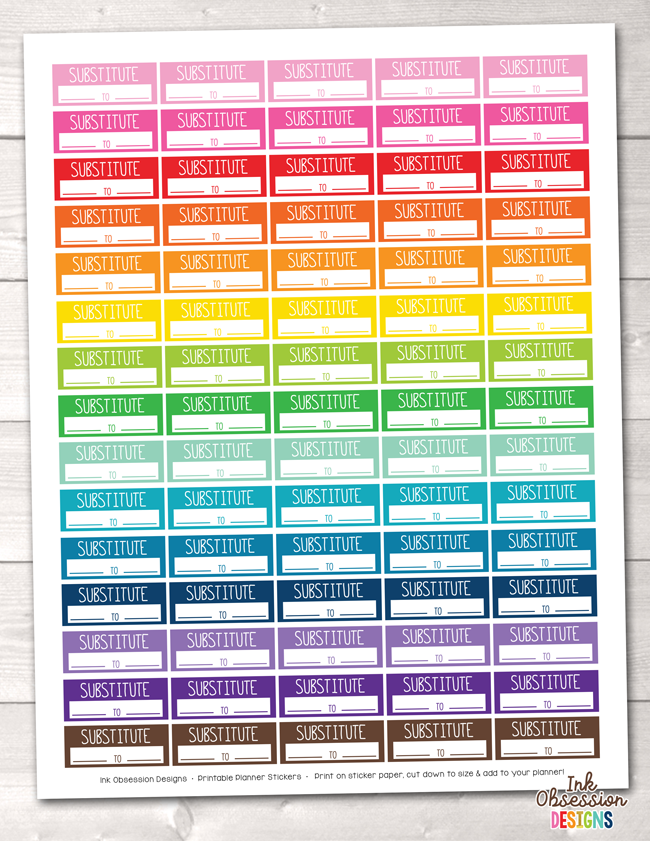 Substitute Teaching Printable Planner Stickers