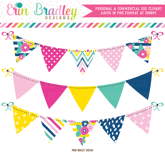 Summer Brights Bunting Banner Flag Clipart