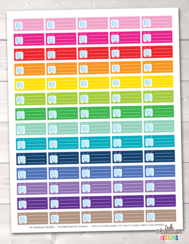 TV Schedule Printable Planner Stickers