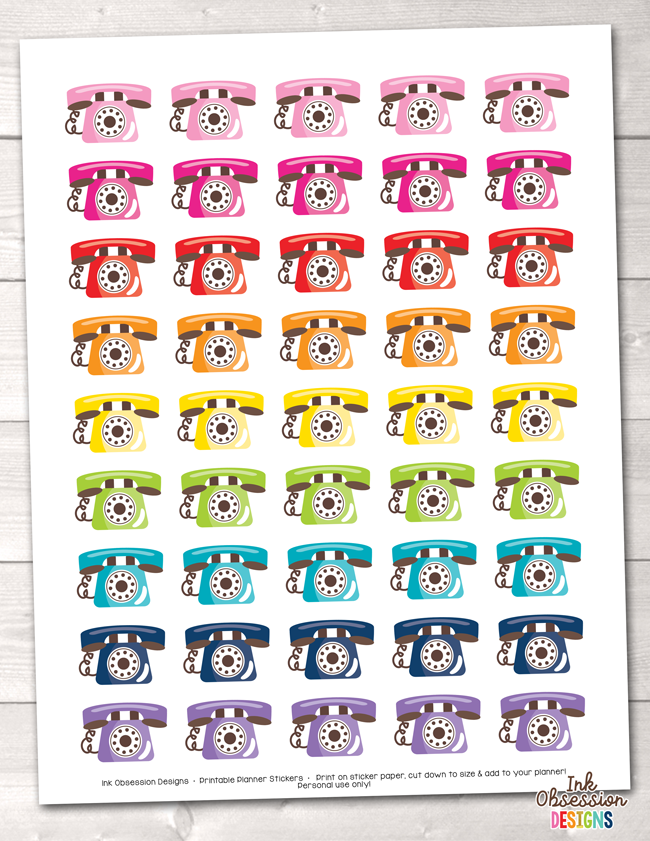 Telephone Printable Planner Stickers