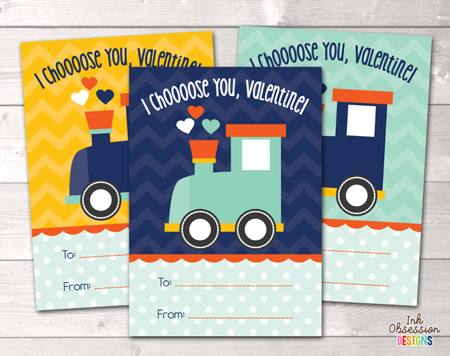 Choo Choo Train Printable Valentines Day Cards