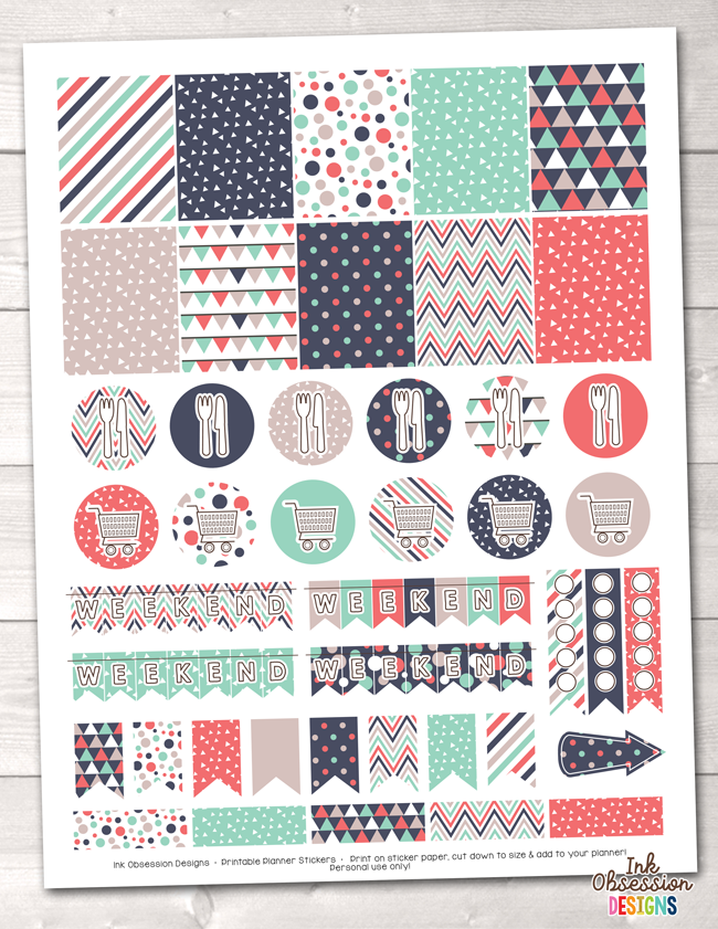 Triangle Collection Printable Planner Stickers Weekly Kit