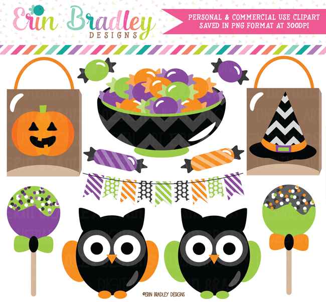 Halloween Trick or Treat Owls Clipart