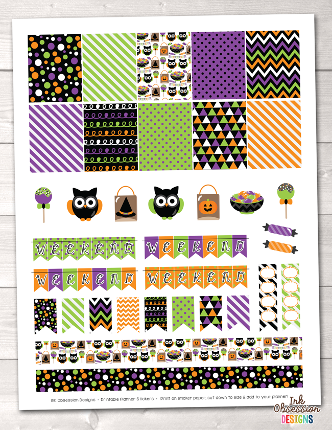 Trick or Treat Halloween Printable Planner Stickers Instant Download PDF
