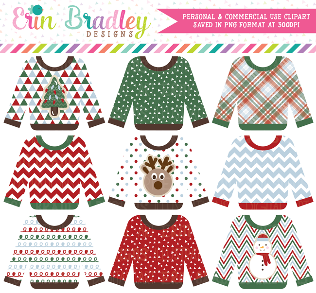 Ugly Sweater Party Clipart Commercial Use OK