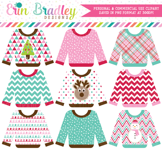 Ugly Sweater Party Pink Clipart