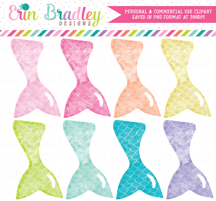 Mermaid Tails Watercolor Clipart