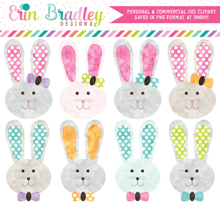 Easter Bunny Girls & Boys Watercolor Clipart