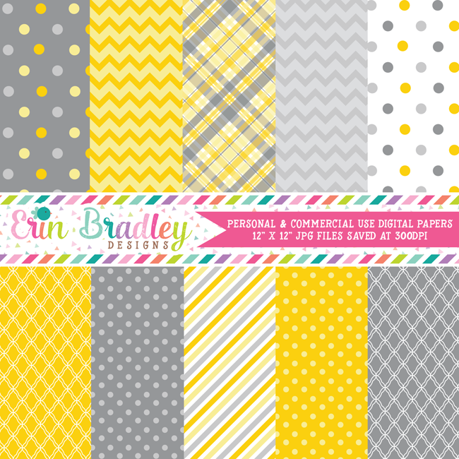 Yellow and Gray Commercial Use Digital Papers